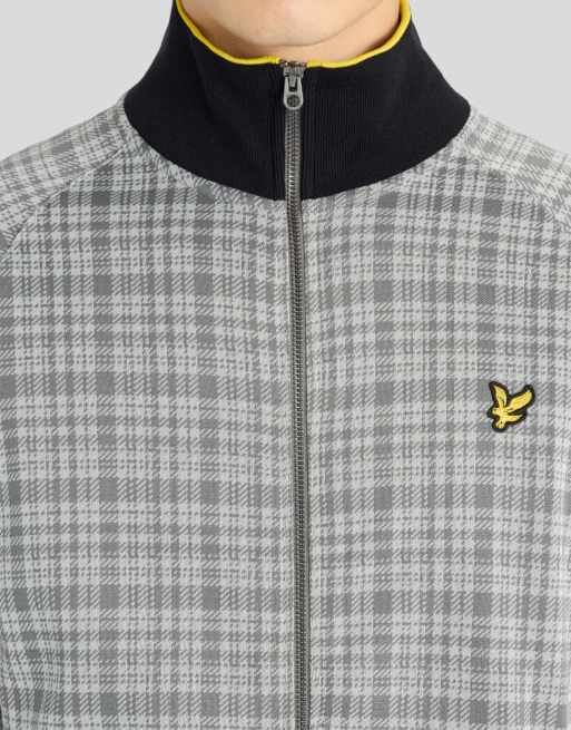 Lyle & Scott Mid layers hawick check track jacket in mid grey marl, 2 of 6