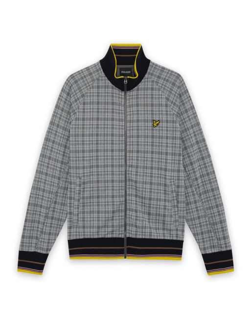 Lyle & Scott Mid layers hawick check track jacket in mid grey marl, 4 of 6