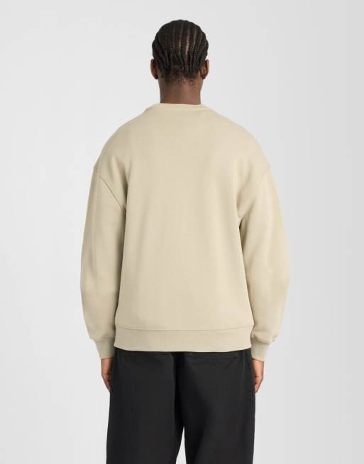 Lyle & Scott Mid layers heavyweight loopback crewneck sweatshirt in w783 khaki smoke, 4 of 6