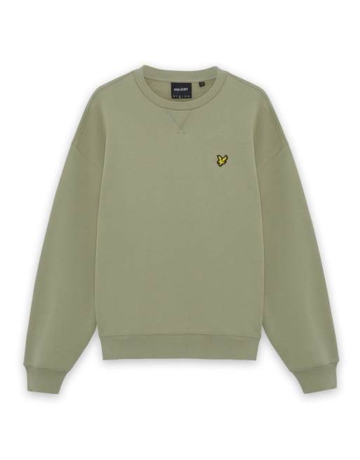 Lyle & Scott Mid layers heavyweight loopback crewneck sweatshirt in w783 khaki smoke, 5 of 6
