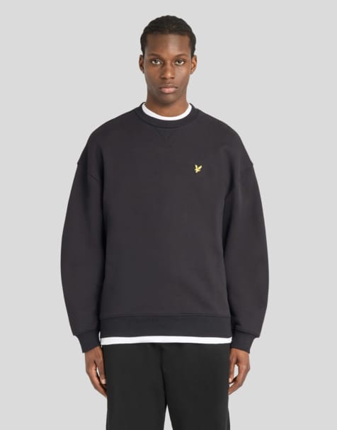 Lyle & Scott Mid layers heavyweight loopback crewneck sweatshirt in z865 jet black - view 1
