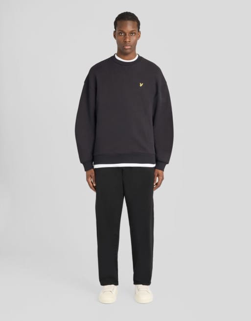 Lyle & Scott Mid layers heavyweight loopback crewneck sweatshirt in z865 jet black, 2 of 6