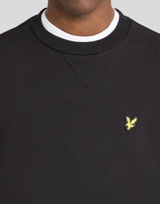 Lyle & Scott Mid layers heavyweight loopback crewneck sweatshirt in z865 jet black, 3 of 6