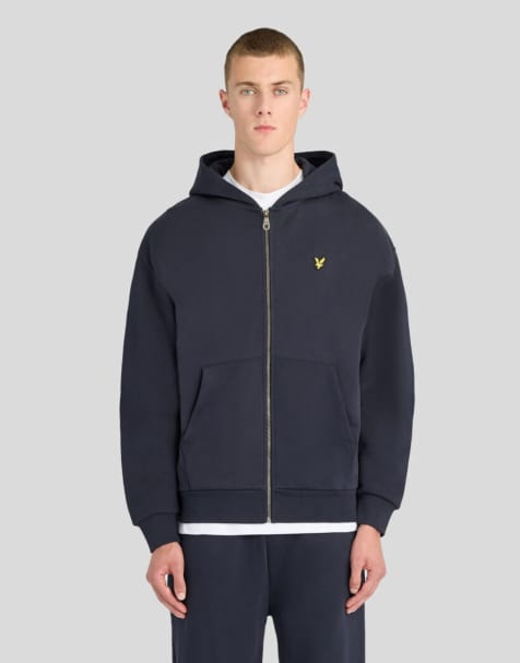 Lyle & Scott Mid layers heavyweight loopback full zip hoodie in z271 dark navy - view 1