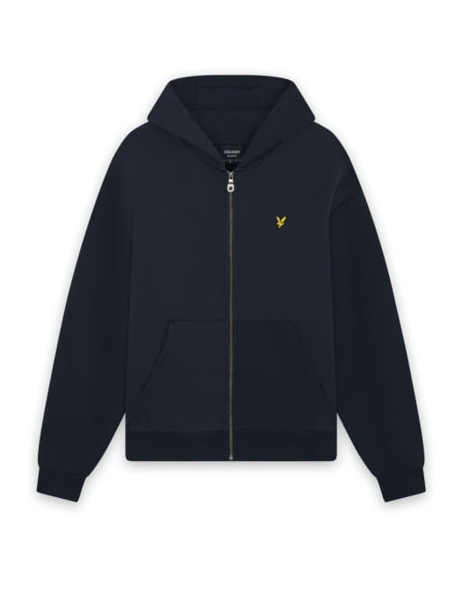 Lyle & Scott Mid layers heavyweight loopback full zip hoodie in z271 dark navy, 5 of 6