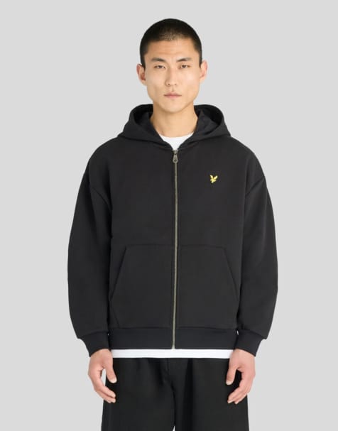 Lyle & Scott Mid layers heavyweight loopback full zip hoodie in z865 jet black - view 1
