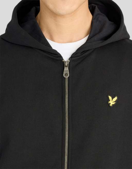Lyle & Scott Mid layers heavyweight loopback full zip hoodie in z865 jet black, 3 of 6