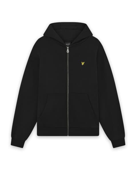 Lyle & Scott Mid layers heavyweight loopback full zip hoodie in z865 jet black - view 1
