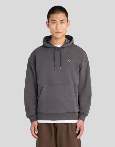 Lyle & Scott Mid layers heavyweight loopback pullover hoodie in w635 gunmetal - view 1