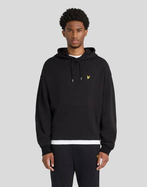 Lyle & Scott Mid layers heavyweight loopback pullover hoodie in z865 jet black - view 1