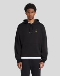 Lyle & Scott Mid layers heavyweight loopback pullover hoodie in z865 jet black