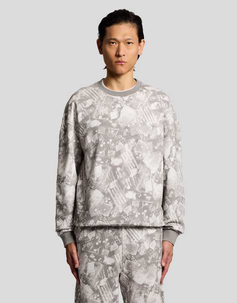 Lyle & Scott Mid layers industrial print sweatshirt in w742 cold grey - view 1