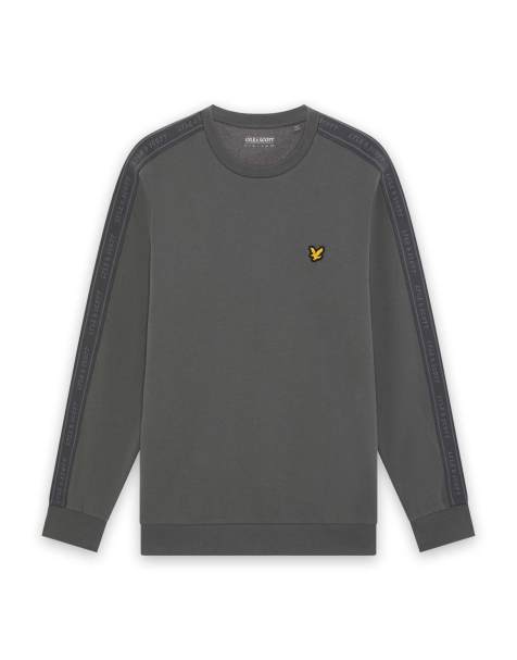 Lyle & Scott Mid layers jacquard tape crew neck in y350 mercury grey - view 1