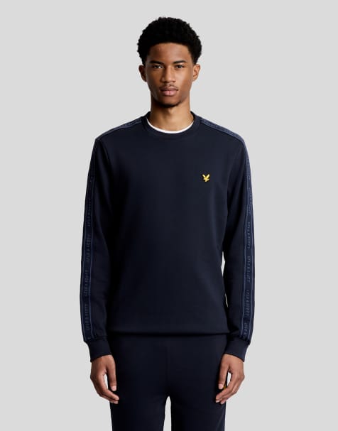 Lyle & Scott Mid layers jacquard tape crew neck in z271 dark navy - view 1