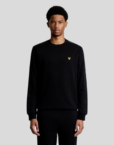 Lyle & Scott Mid layers jacquard tape crew neck in z865 jet black - view 1