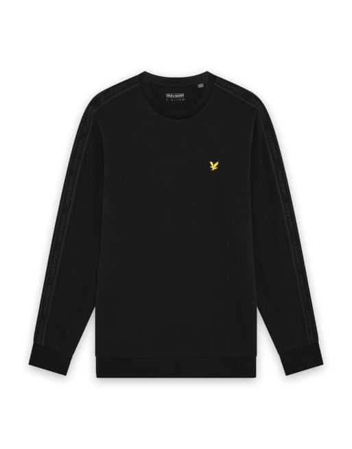 Lyle & Scott Mid layers jacquard tape crew neck in z865 jet black, 5 of 7