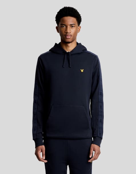 Lyle & Scott Mid layers jacquard tape hoodie in z271 dark navy - view 1