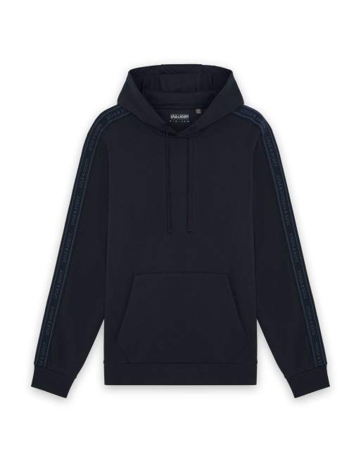 Lyle & Scott Mid layers jacquard tape hoodie in z271 dark navy, 5 of 7