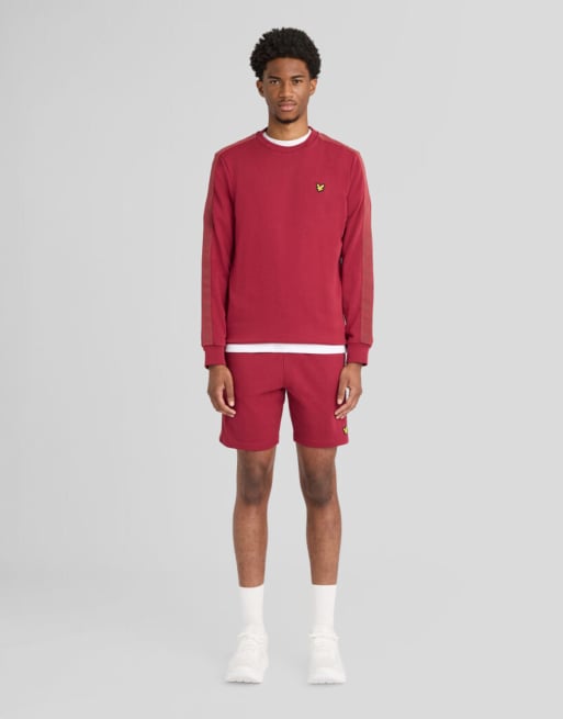 Lyle & Scott mid layers jacquard tape trui met ronde hals in x202 plum, 2 van 6
