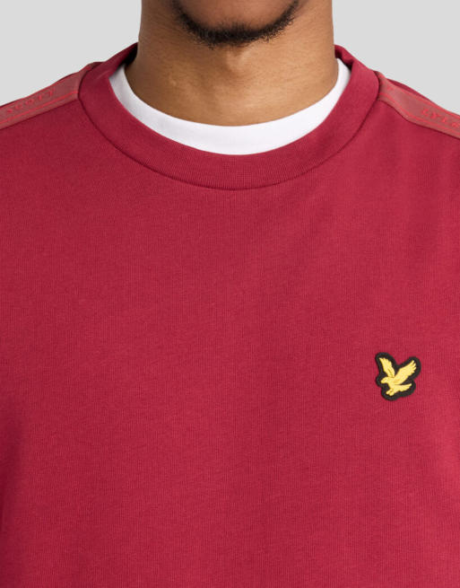Lyle & Scott mid layers jacquard tape trui met ronde hals in x202 plum, 3 van 6