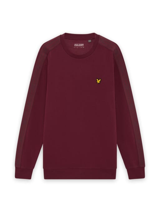 Lyle & Scott mid layers jacquard tape trui met ronde hals in x202 plum, 5 van 6