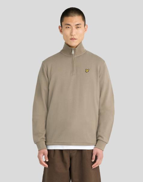 Lyle & Scott Mid layers loopback quarter zip sweat in x569 khaki ash - view 1