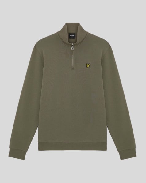 Lyle & Scott Mid layers loopback quarter zip sweat in x569 khaki ash - view 1