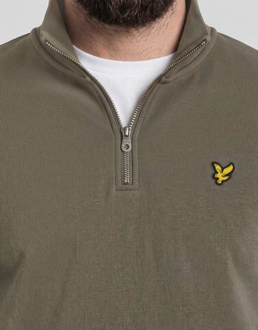 Lyle & Scott Mid layers loopback quarter zip sweat in x569 khaki ash, 6 of 7