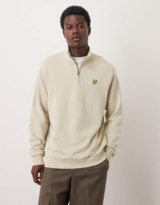 Lyle & Scott Mid layers loopback quarter zip sweat in x865 grey taupe