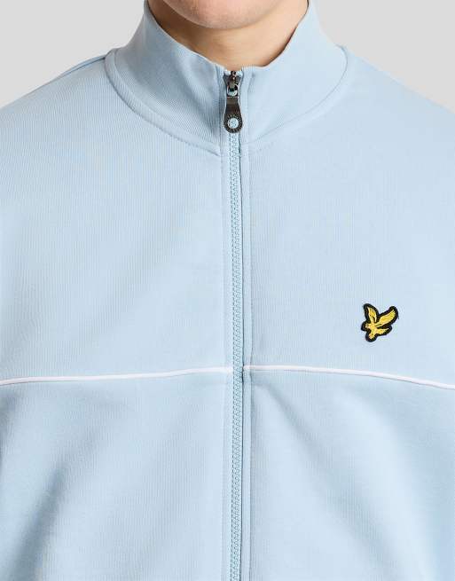 Lyle & Scott Mid layers piped full zip track top in w596 opal blue, 3 of 6