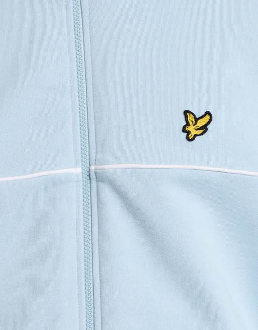 Lyle & Scott Mid layers piped full zip track top in w596 opal blue, 6 of 6