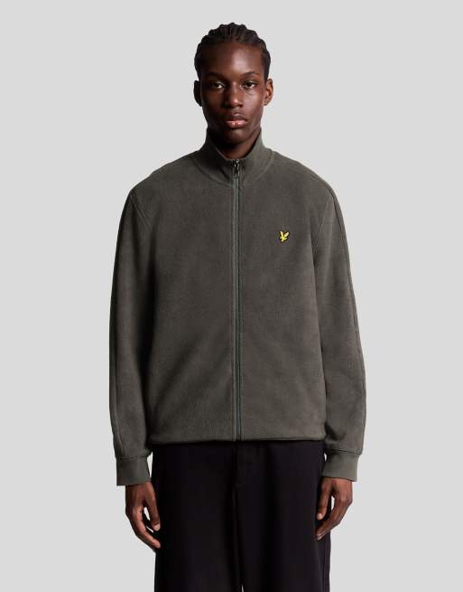 Lyle & Scott Mid layers polar fleece track jacket in 398 charcoal marl