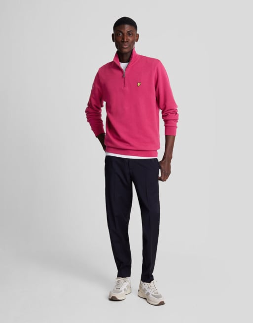 Lyle & Scott Mid layers quarter zip pullover sweatshirt in x237 rich burgundy, 2 of 7