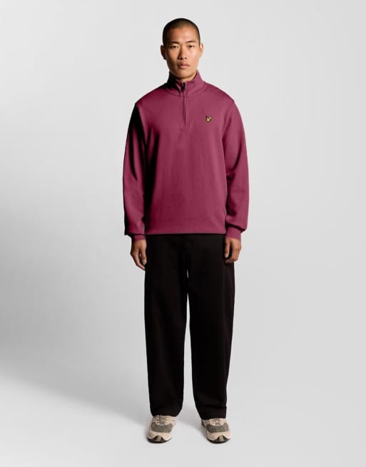 Lyle & Scott Mid layers quarter zip pullover sweatshirt in x237 rich burgundy, 7 of 7