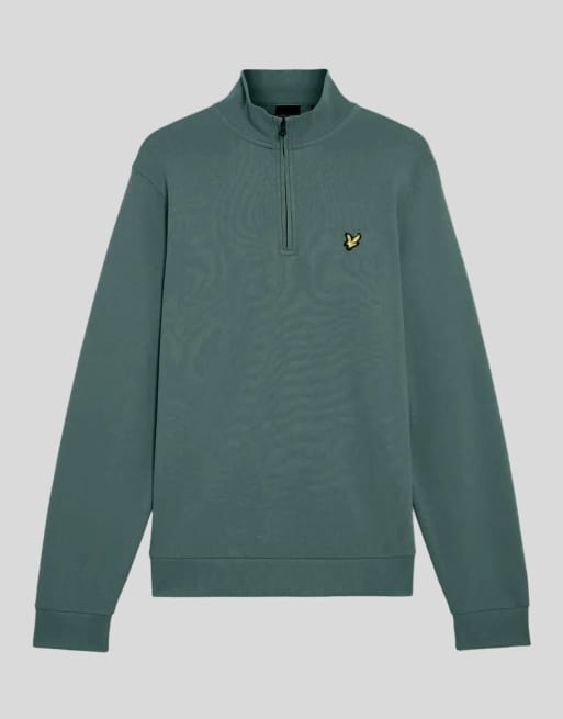 Lyle & Scott Mid layers quarter zip pullover sweatshirt in x858 silver pine, 5 of 6