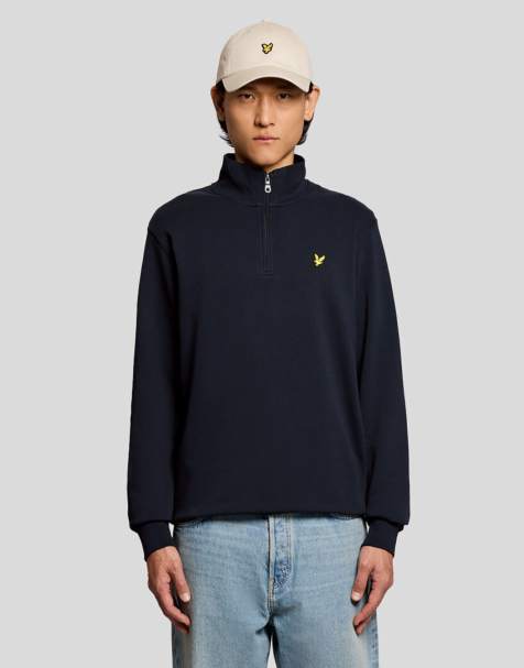 Lyle & Scott Mid layers quarter zip pullover sweatshirt in z271 dark navy - view 1