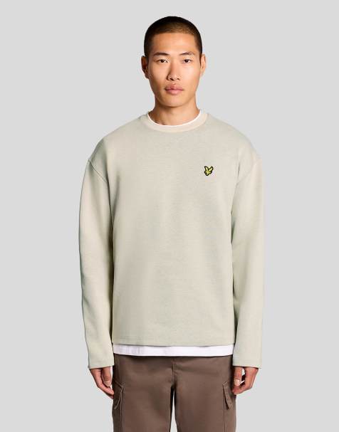 Lyle & Scott Mid layers raised jacquard crew neck sweatshirt in w503 putty - view 1