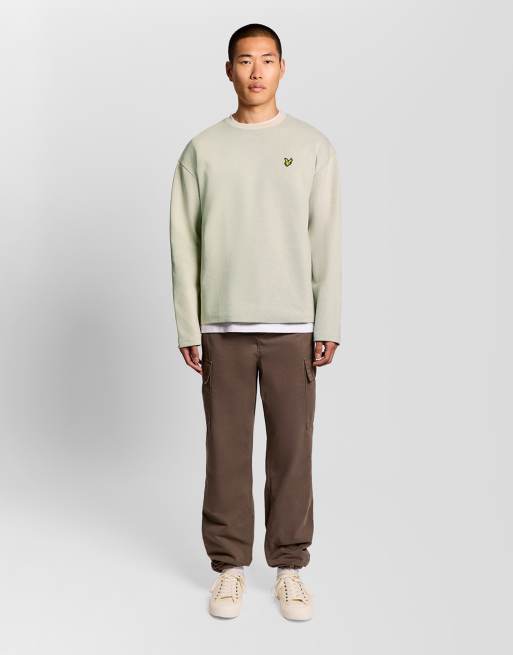 Lyle & Scott Mid layers raised jacquard crew neck sweatshirt in w503 putty, 2 of 6
