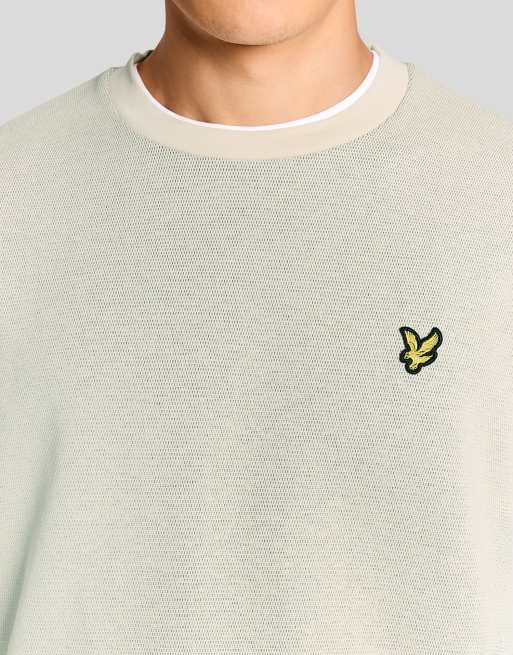 Lyle & Scott Mid layers raised jacquard crew neck sweatshirt in w503 putty, 3 of 6
