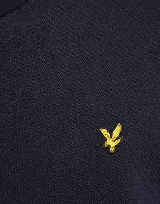 Lyle & Scott Mid layers raised jacquard crew neck sweatshirt in z271 dark navy, 6 of 6