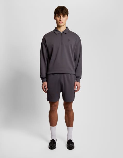 Lyle & Scott Mid layers relaxed collared interlock sweatshirt in y079 iron - view 1