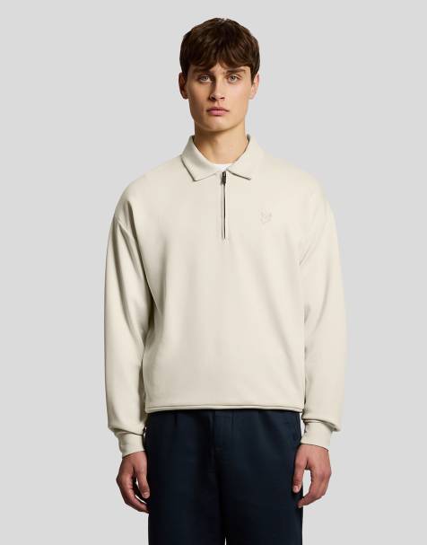 Lyle & Scott Mid layers relaxed collared interlock sweatshirt in y081 birch - view 1