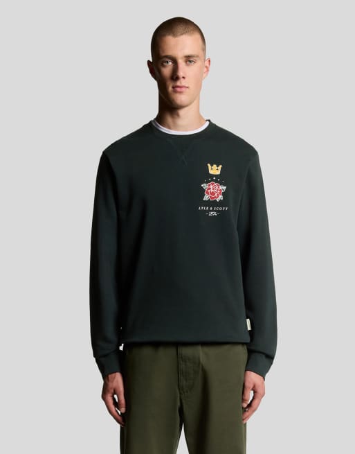 Lyle & Scott Mid layers rose and crown graphic crew neck in z271 dark navy