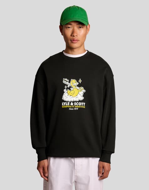 Lyle & Scott Mid layers rubber duck graphic sweatshirt in z865 jet black - view 1