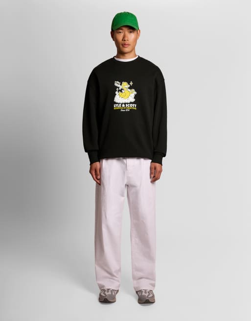 Lyle & Scott Mid layers rubber duck graphic sweatshirt in z865 jet black, 2 of 6