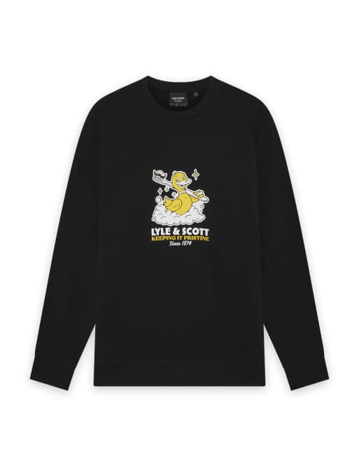 Lyle & Scott Mid layers rubber duck graphic sweatshirt in z865 jet black, 5 of 6