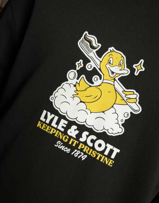 Lyle & Scott Mid layers rubber duck graphic sweatshirt in z865 jet black, 6 of 6