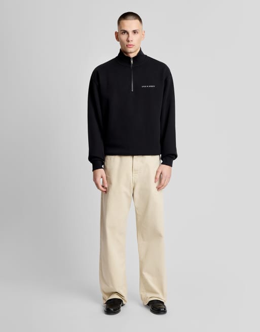 Lyle & Scott Mid layers script heavyweight loopback quarter zip sweatshirt in z865 jet black, 2 of 6