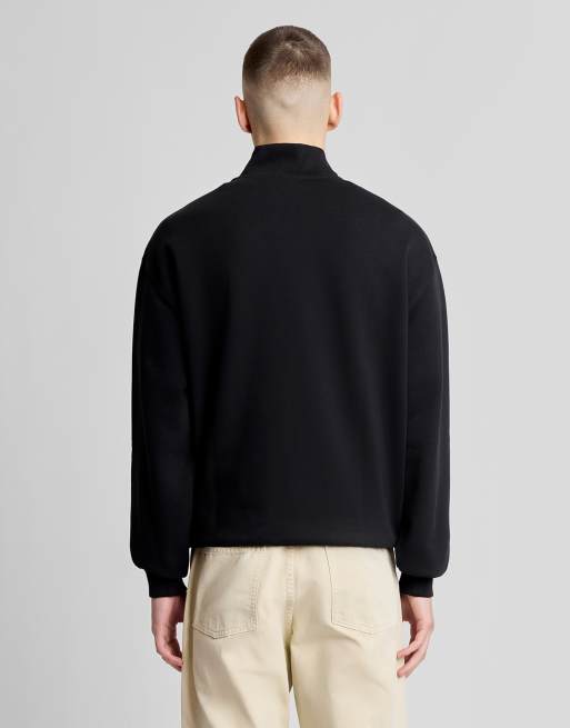 Lyle & Scott Mid layers script heavyweight loopback quarter zip sweatshirt in z865 jet black, 4 of 6