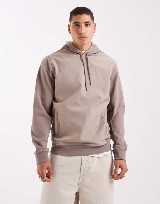 Lyle & Scott Mid layers softshell hybrid pullover hoodie in x302 heritage taupe